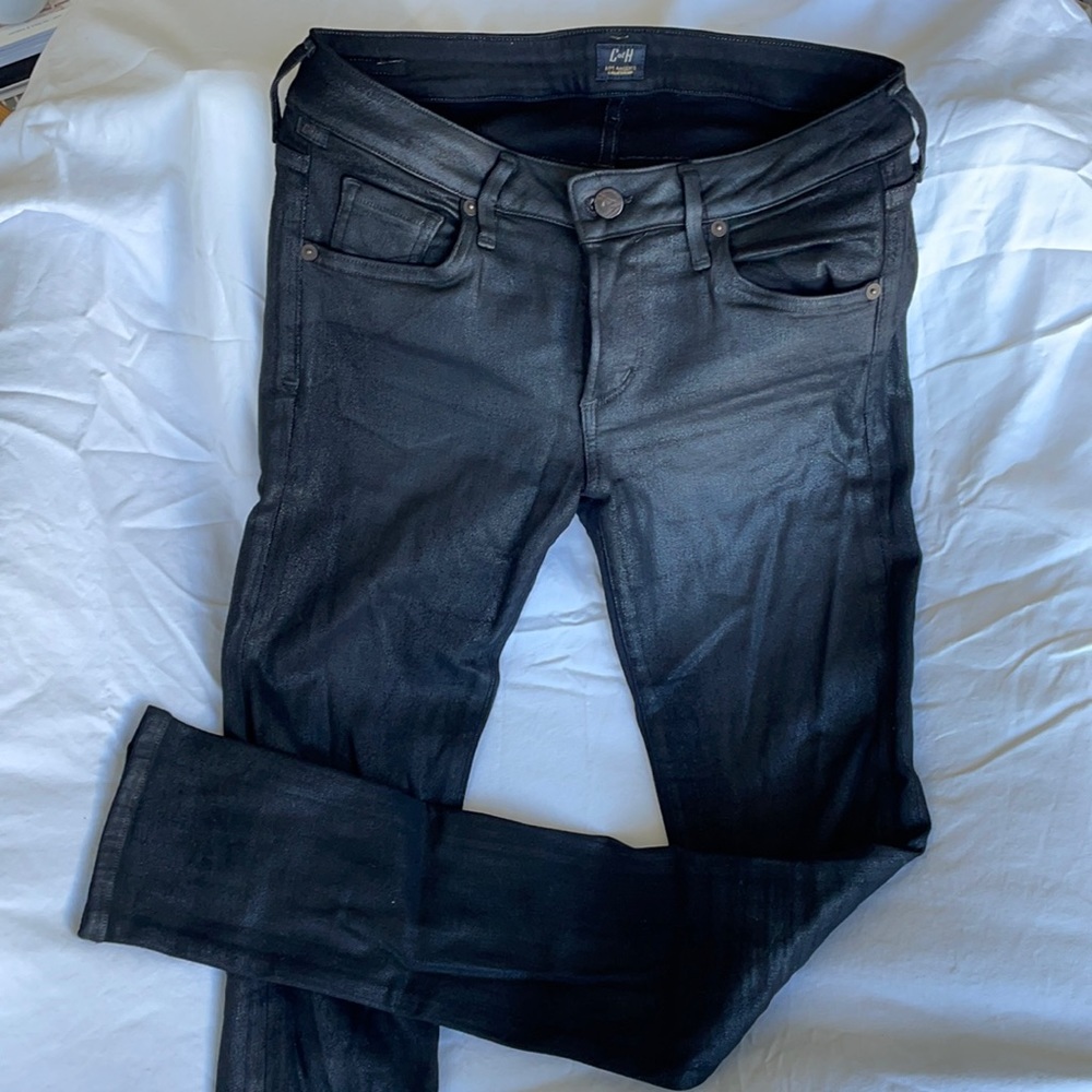 citizens of humanity coated black jeans